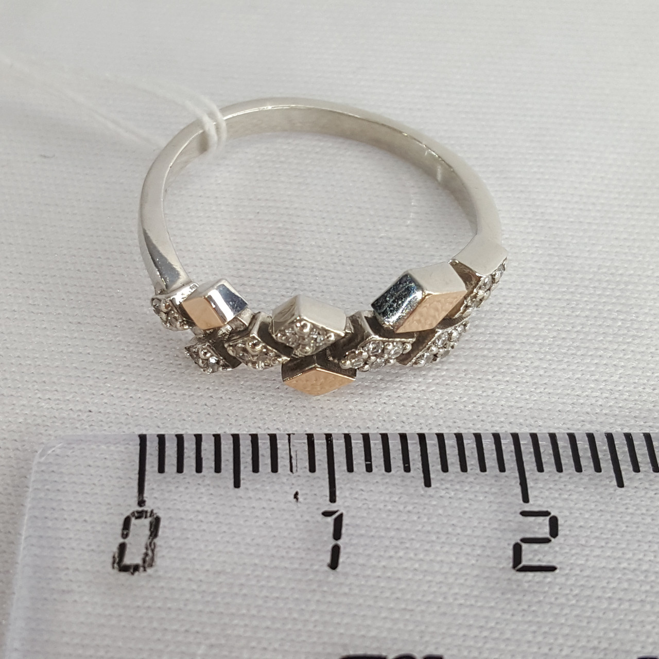 Кольцо Украина GS-01-Twist-10 серебро с родием вставка фианит - фото 3 - id-p97865207