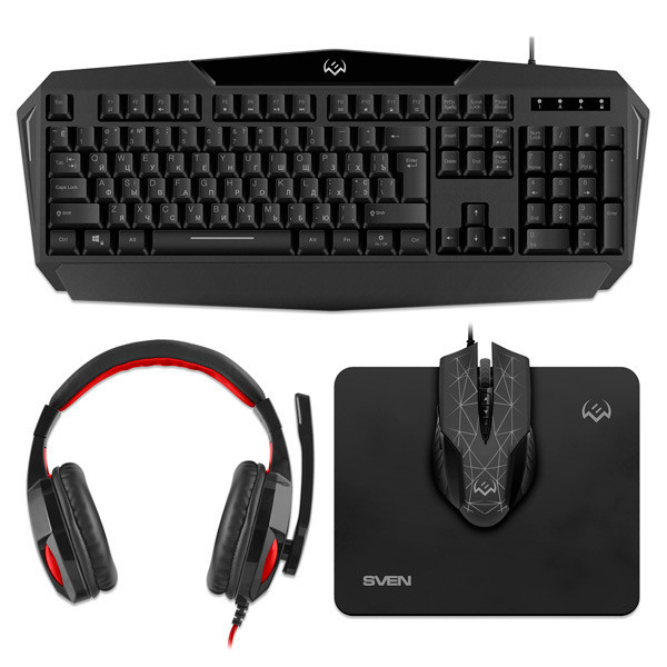 Игровой набор SVEN GS-4300 наушники+клавиатура+мышь+коврик