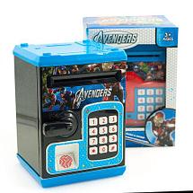 Копилка-сейф электронная с кодовым замком и купюроприемником Money Bank (Синий), фото 3