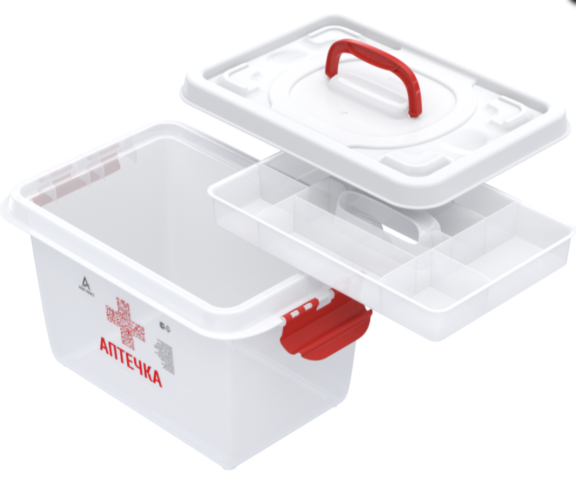 Бокс Аптечка с вкладышем 8л (359×242×166мм) Альтпласт, фото 1