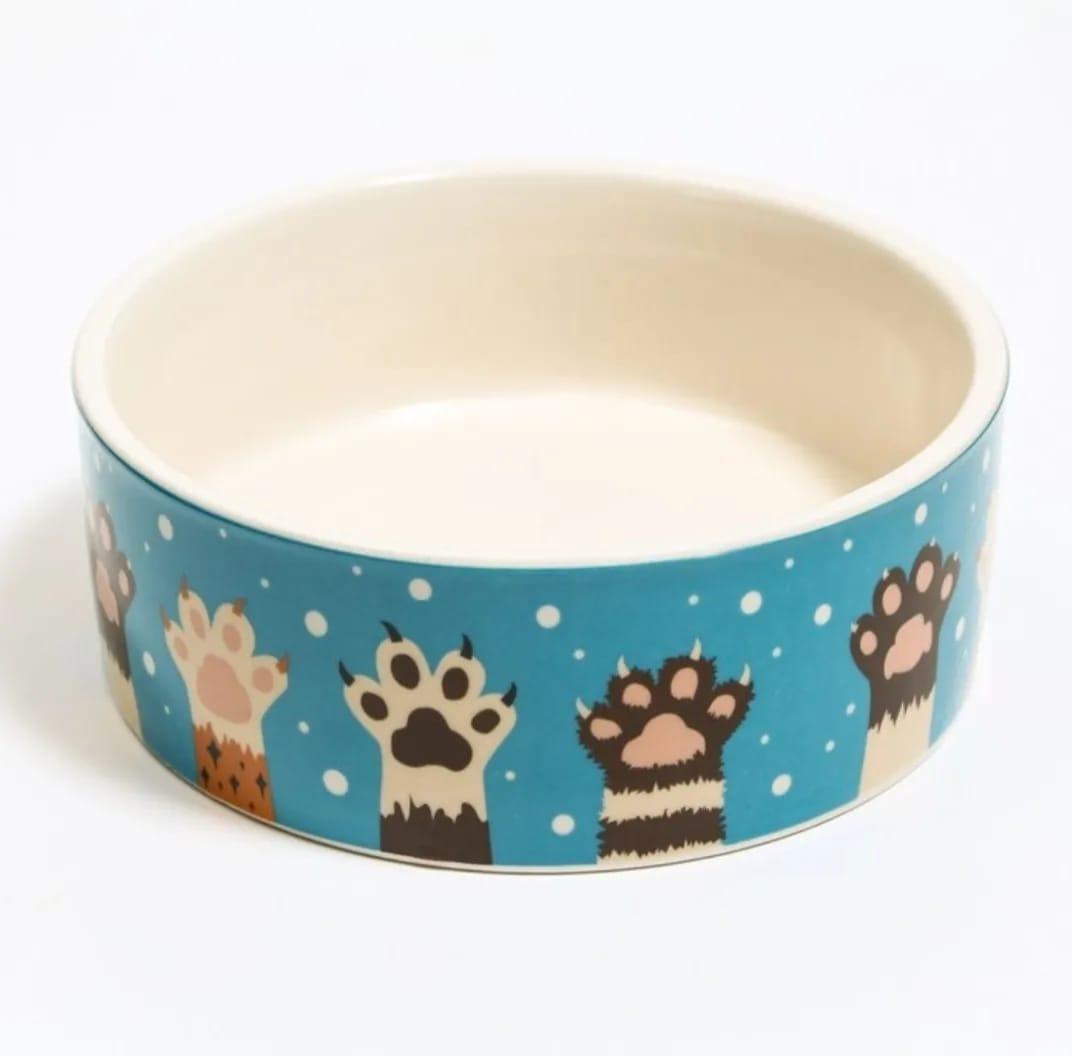 Керамическая миска для кошек Лапы, 300 мл, фото 1