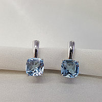Серьги из серебра с голубыми топазами SOKOLOV 92021398 покрыто родием с английским замком