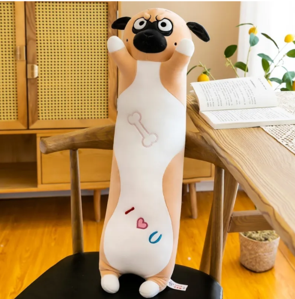 Мягкая игрушка подушка  длинная собака сосиська Мопс / Пёс батон / Собака батон 80 см