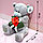 Мягкая игрушка "Мишка Тедди" с красной розочкой в руке 13 см, фото 2
