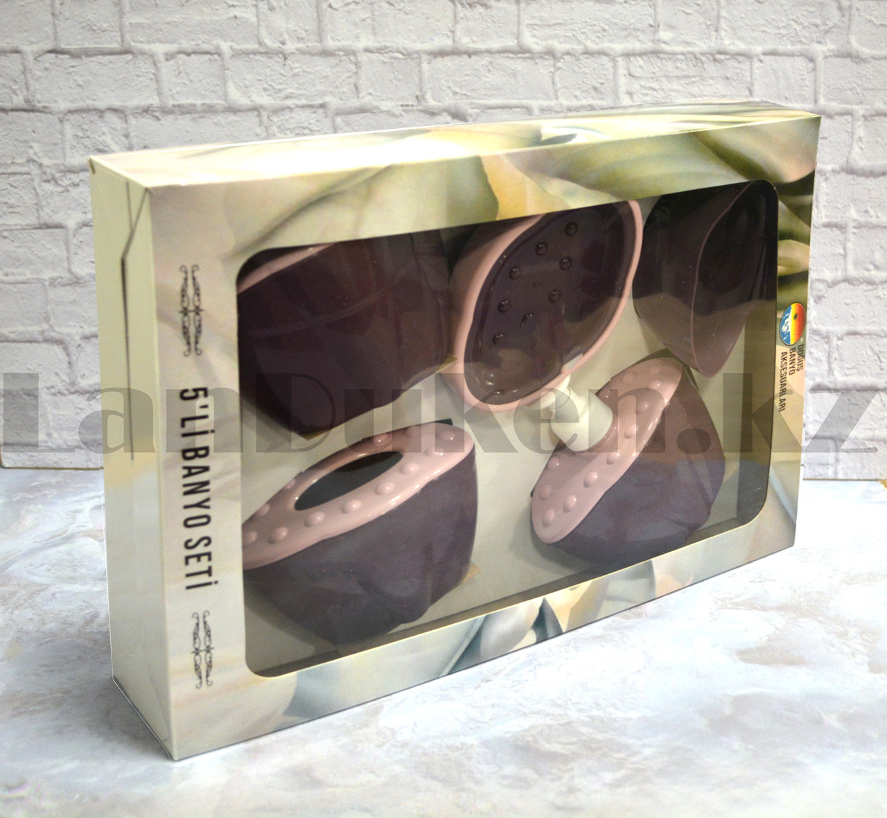 Набор аксессуаров для ванной комнаты 5 в 1 пластиковая фиолетовая