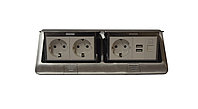 Лючок в пол для розеток Floor Socket HGD-270A (3x16А,RJ45,2xUSB)