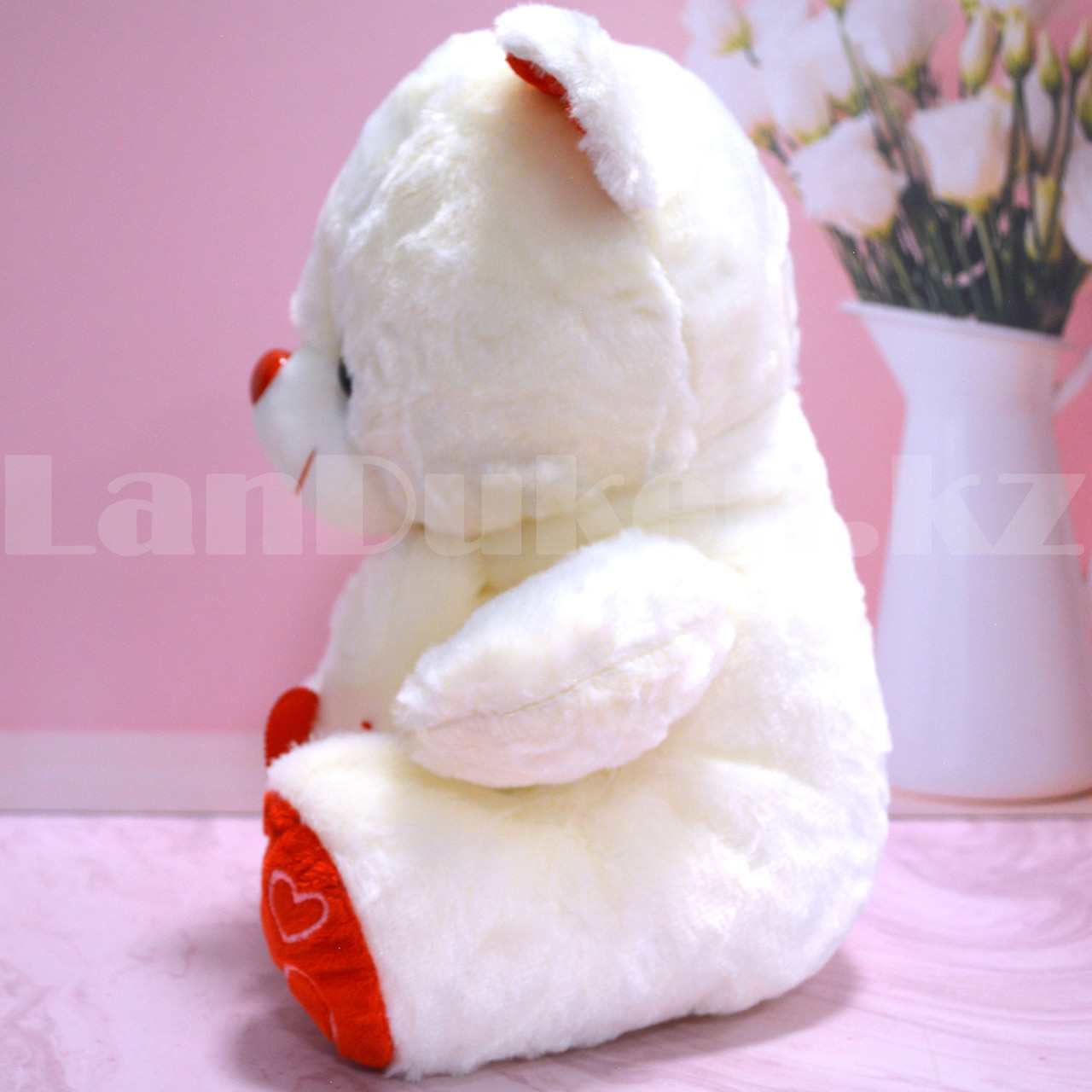 Мягкая игрушка мишка с сердечками на лапах 28 см белый с шарфом - фото 9 - id-p97886612