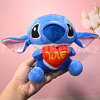 Мягкая игрушка Стич (Лило и Стич) с сердцем в руках 18 см синий