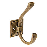 Крючок мебельный двухрожковый античная бронза KR 0390 AB