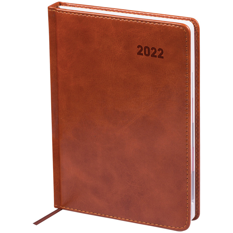 Ежедневник датированный 2022г. с вырубкой, A5, 176л., кожзам, OfficeSpace "Vesper Index", коричневый