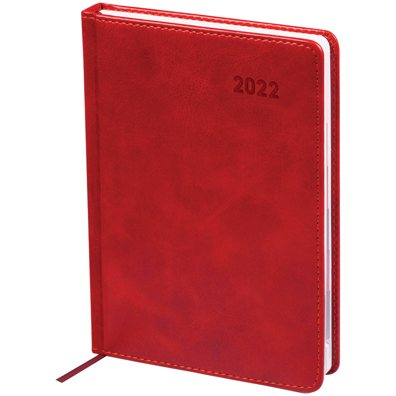 Ежедневник датированный 2022г. с вырубкой, A5, 176л., кожзам, OfficeSpace "Vesper Index", бордовый