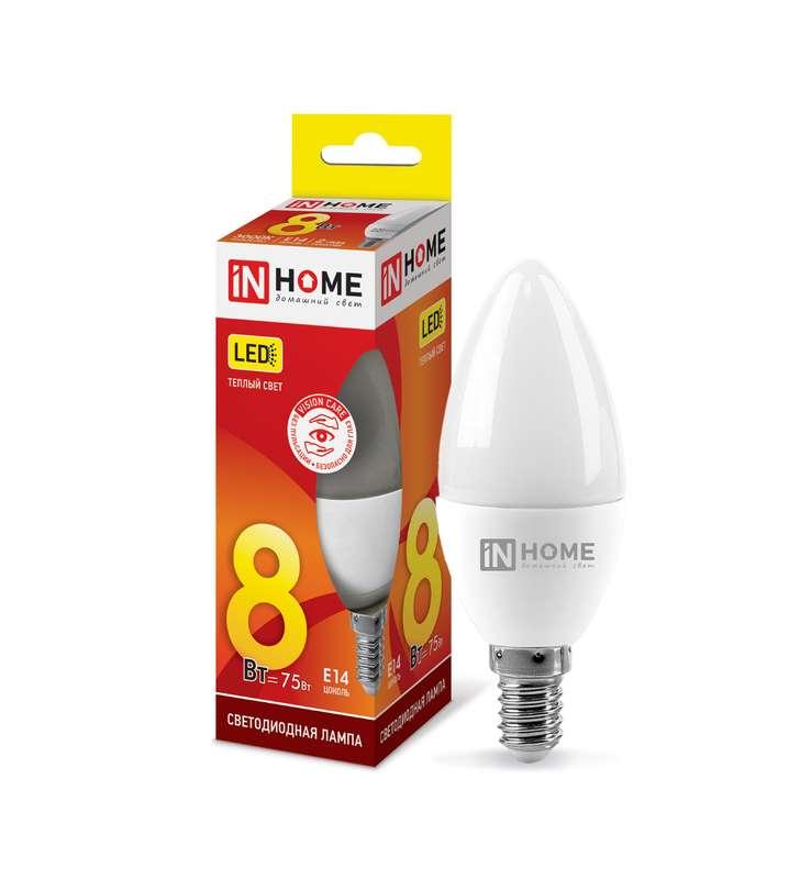Лампа светодиодная LED-СВЕЧА-VC 8Вт, E14 3000К