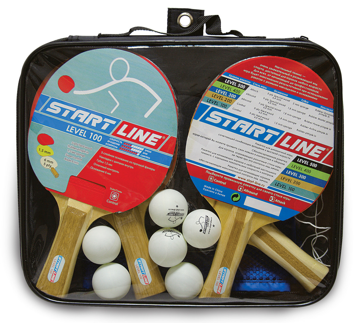 Набор 4 р-ки Level 100, 6 мяча Club Select, Сетка с креплением, упаковано в сумку на молнии с ручкой
