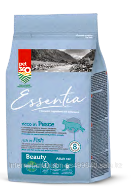 Essentia Adult Beauty Pesce, сухой корм для кошек с рыбой для красоты кожи шерсти