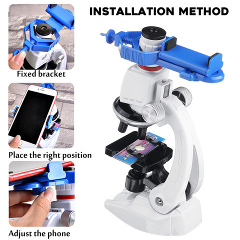 Микроскоп детский с подсветкой и держателем для смартфона [увеличение до 1200х] с набором аксессуаров - фото 2 - id-p97916523