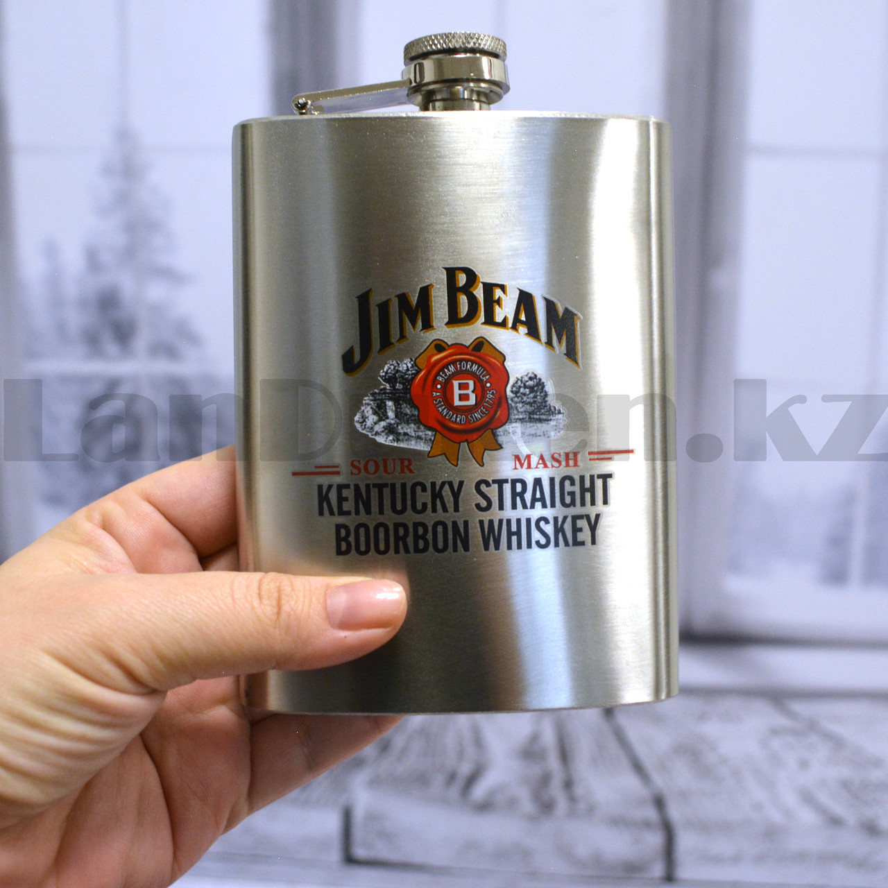 Мужской набор Jim Beam (фляга 240 мл (8oz) 4 рюмки воронка) в подарочной коробке 900 - фото 3 - id-p97920808