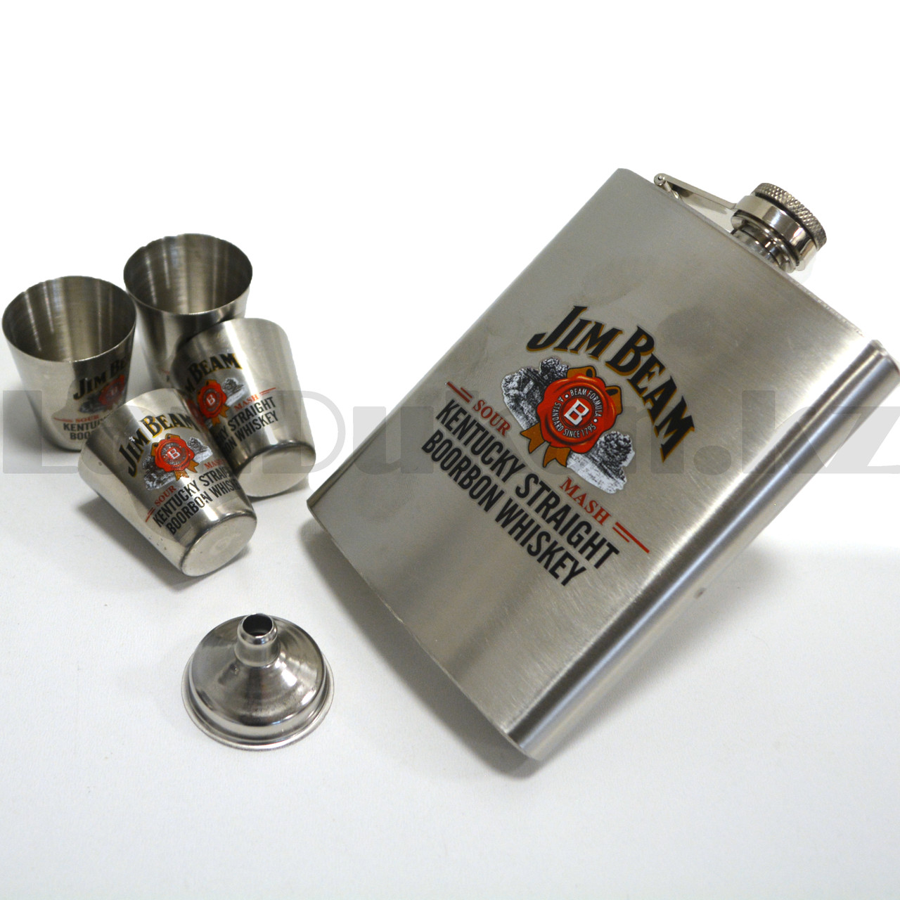 Мужской набор Jim Beam (фляга 240 мл (8oz) 4 рюмки воронка) в подарочной коробке 900 - фото 6 - id-p97920808