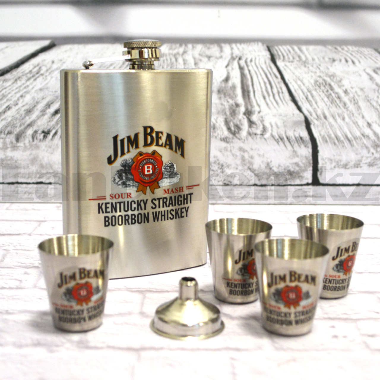 Мужской набор Jim Beam (фляга 240 мл (8oz) 4 рюмки воронка) в подарочной коробке 900 - фото 7 - id-p97920808