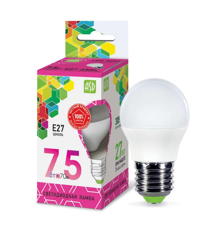 Лампа светодиодная LED-шар-standard 7.5Вт, E27 6500К