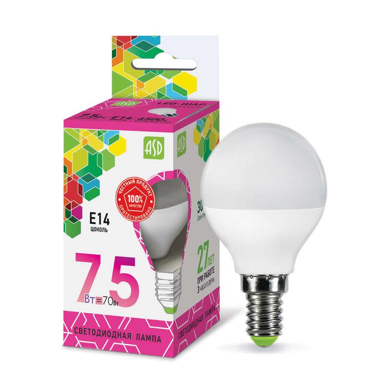Лампа светодиодная LED-шар-standard 7.5Вт, E14 6500К