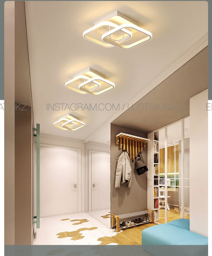Светодиодный потолочный светильник, современная лампа белого цвета для спальни, кухни, коридора. - фото 3 - id-p97932394