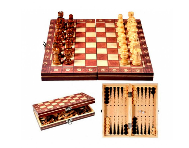 Игровой набор Chess 3 в 1 (шахматы, шашки, нарды), 340x340mm / магнитные шахматы - фото 2 - id-p97967153