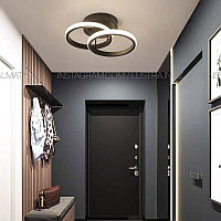 Современный светильник в форме двух кругов для коридора черного цвета для спальни, кухни, коридора., фото 1