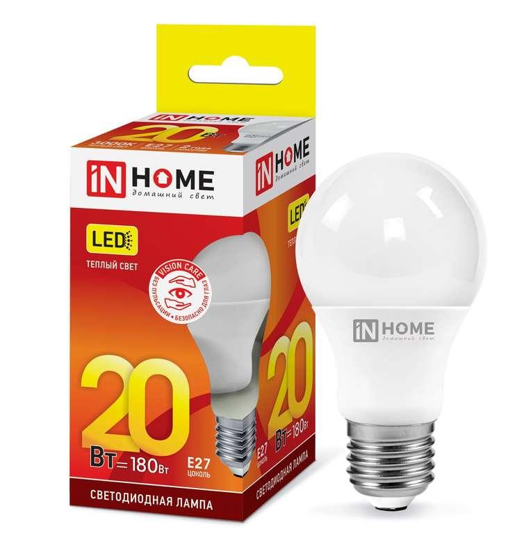 Лампа светодиодная In home LED-A60-VC, 20 Вт, 230 В