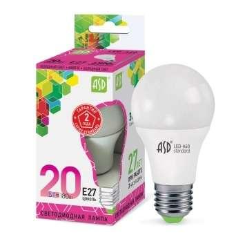 Лампа светодиодная LED-A60-standard 20Вт грушевидная 230В