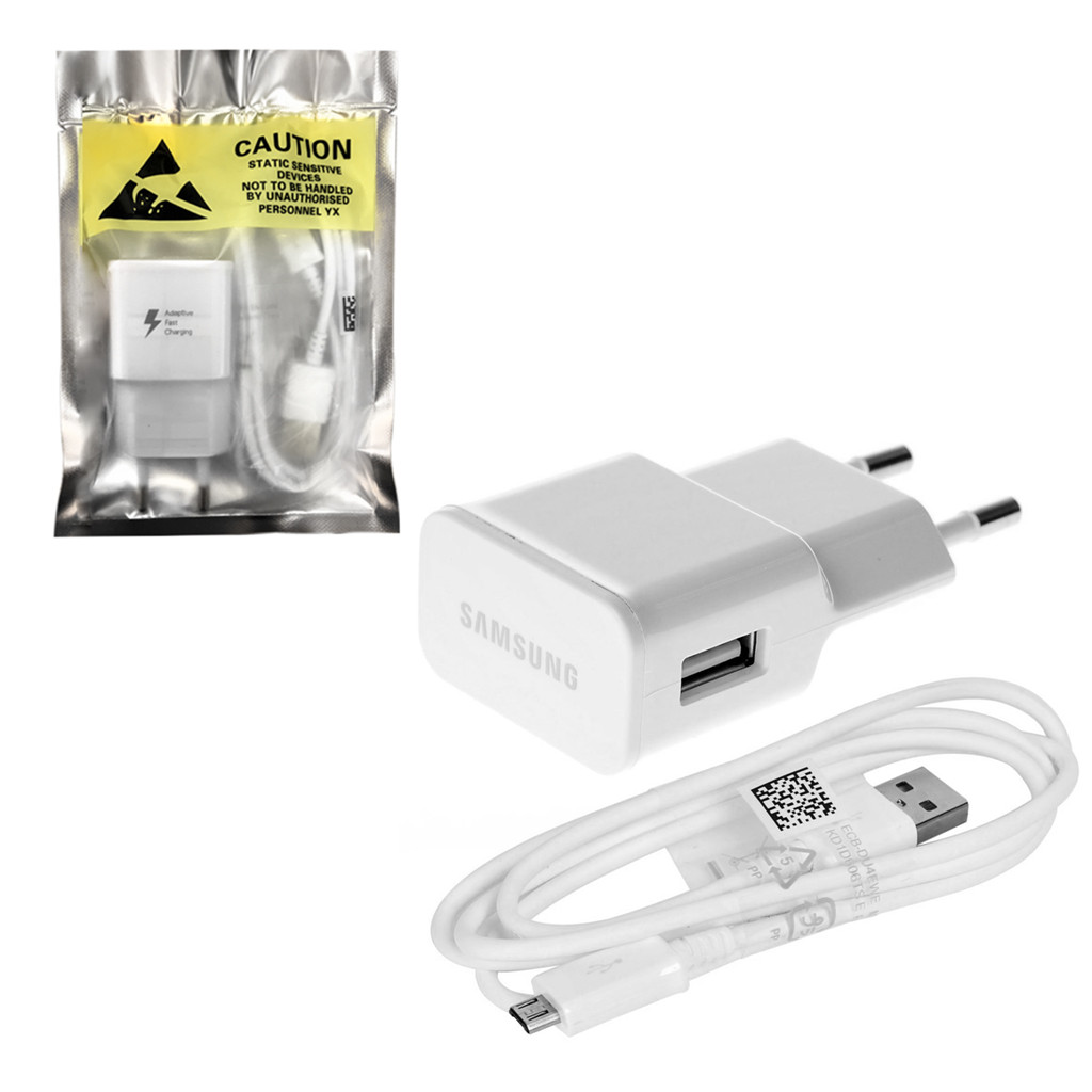 Сетевое зарядное устройство Samsung Caution, 9V-1.6A/5V-2A, QC3.0, 1USB + кабелем micro USB, White