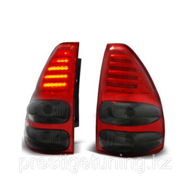 Задние фонари на Land Cruiser Prado 120 2003-09 стиль GX (Красно-дымчатые) - фото 1 - id-p3412192