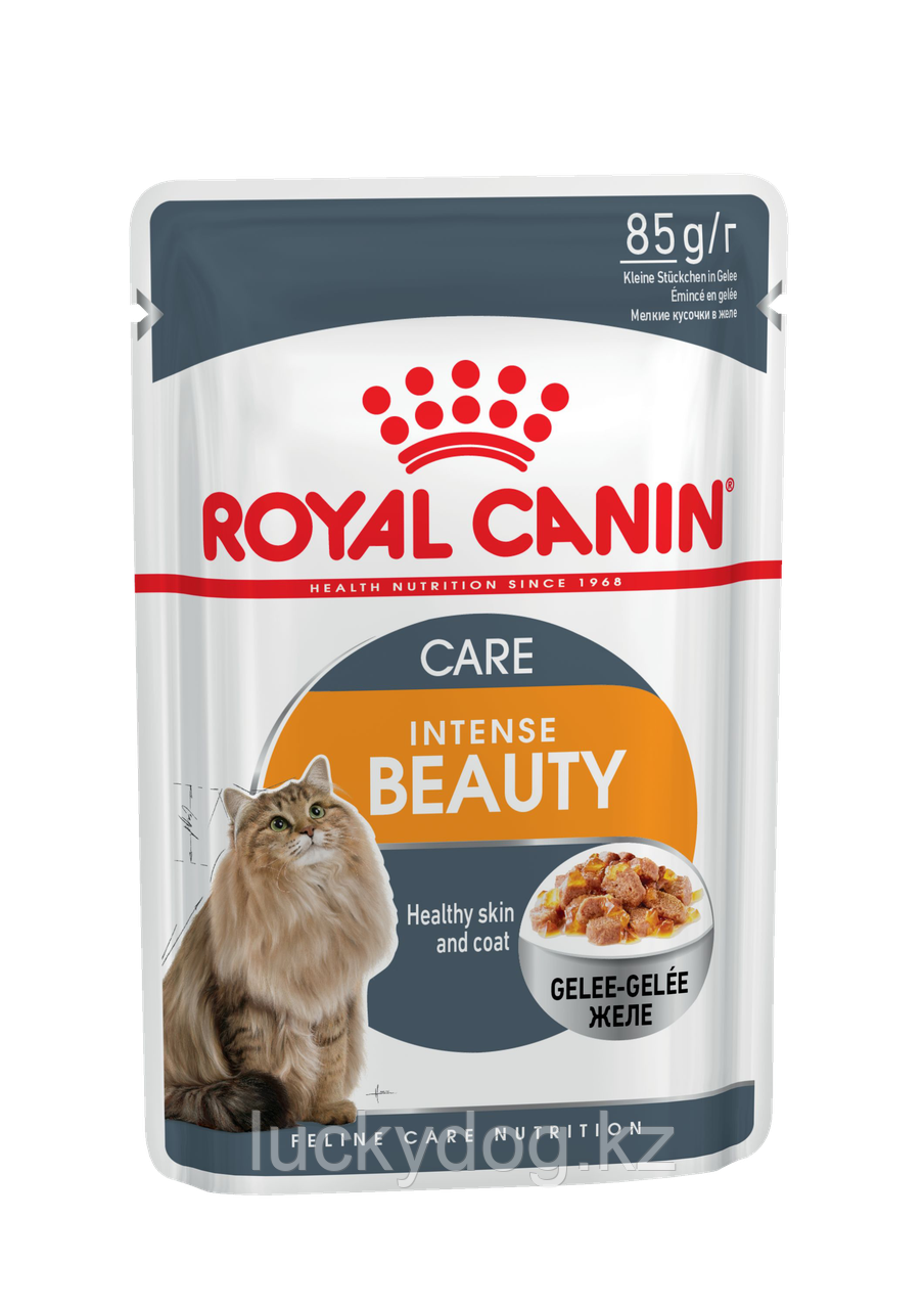 Royal Canin Intense Beauty в желе Паучи для кошек красота шерсти (12 шт. по 85 гр)