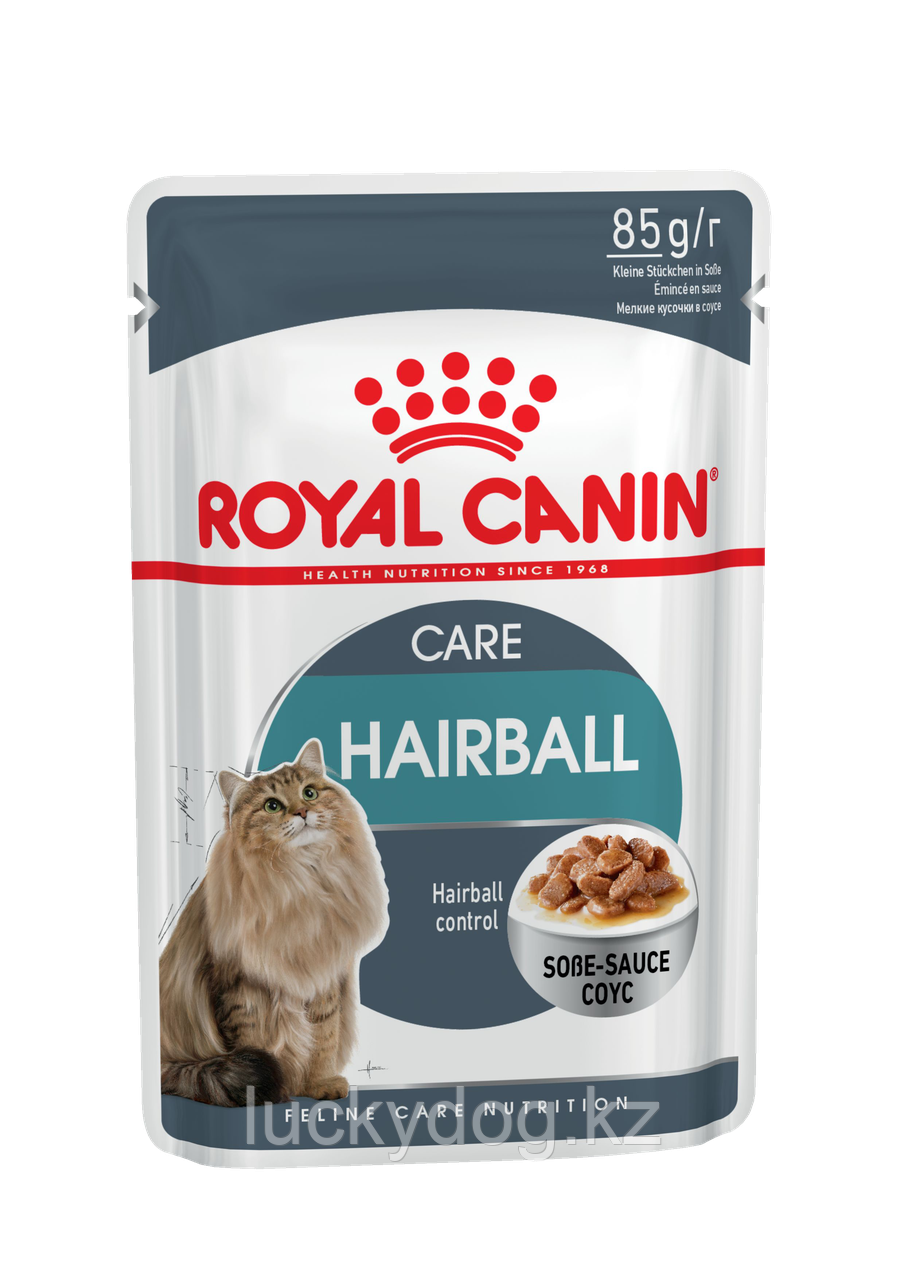 Royal Canin Hairball Паучи для взрослых кошек для выведения шерсти (кусочки в соусе) (12 шт. по 85 гр) - фото 1 - id-p46309892