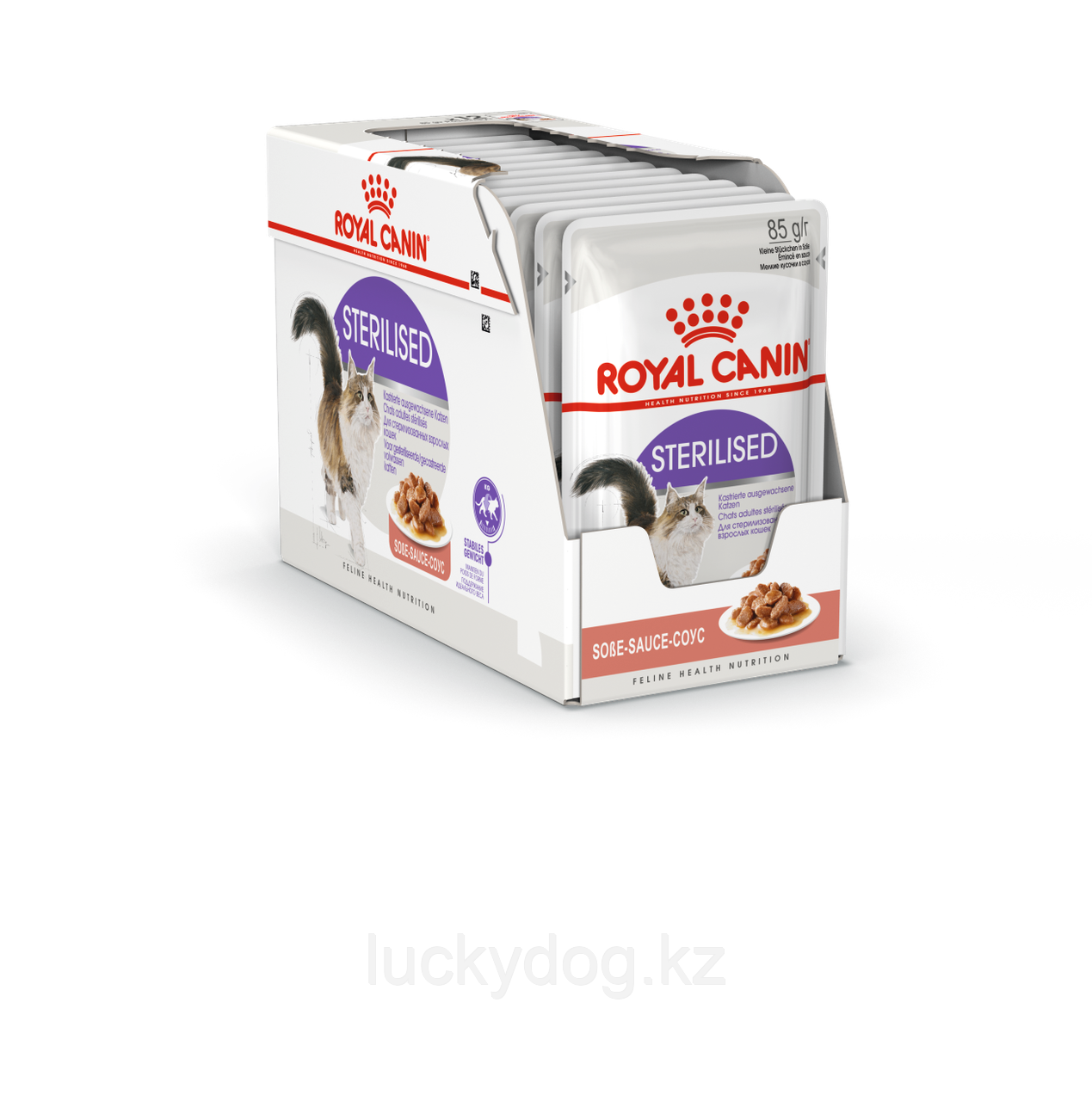 Royal Canin STERILISED PORK FREE кусочки в соусе для стерилизованных кошек (12 шт. по 85 гр) - фото 2 - id-p52062097