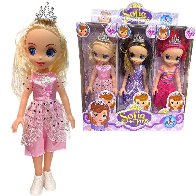 824 Sofia кукла с короной 3 вида 6шт в уп.. цена за 1шт 38*12см