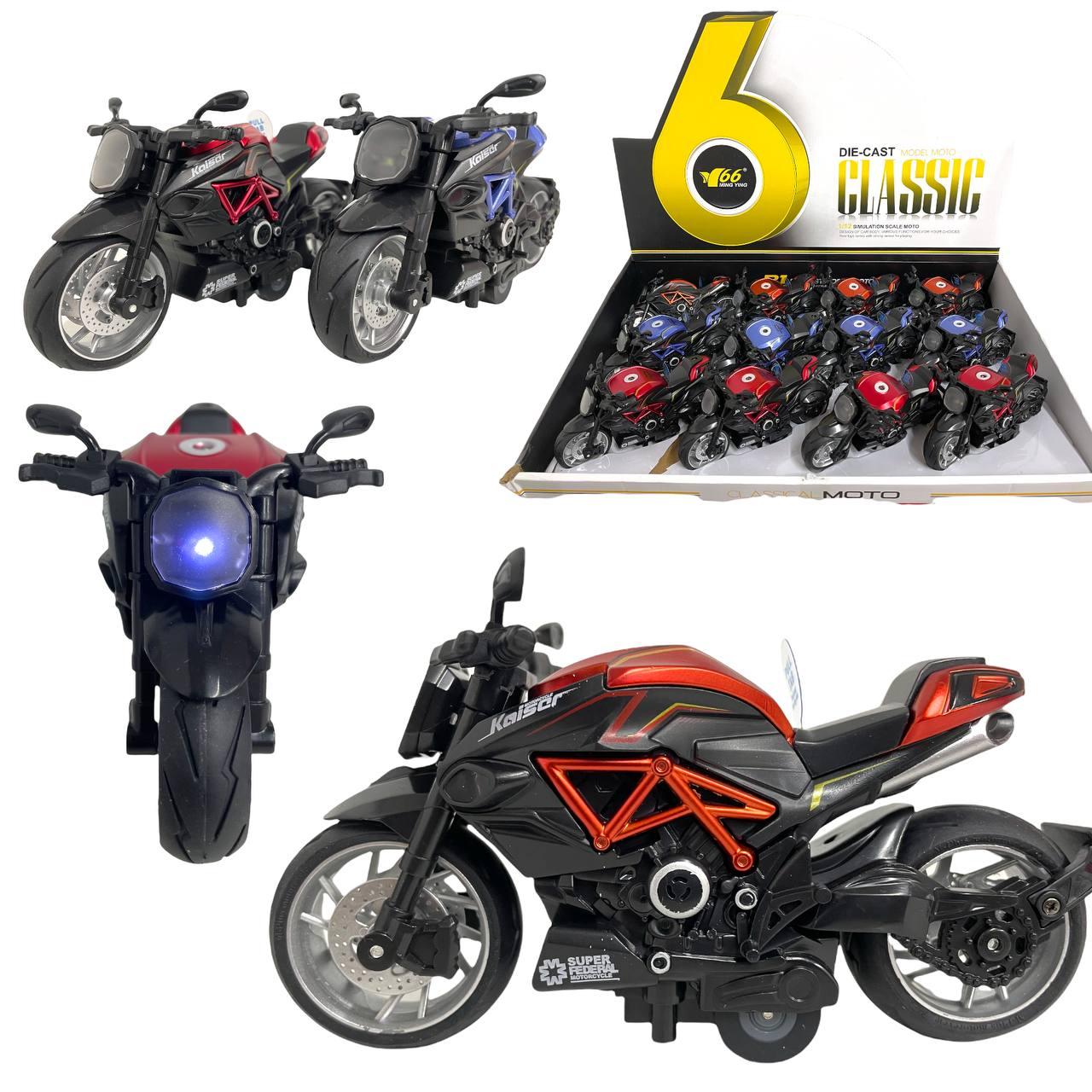 M2232 Мотоцикл металл/пласт (музыка,свет) 3 цвета 12шт в уп., цена за 1шт 15*8см