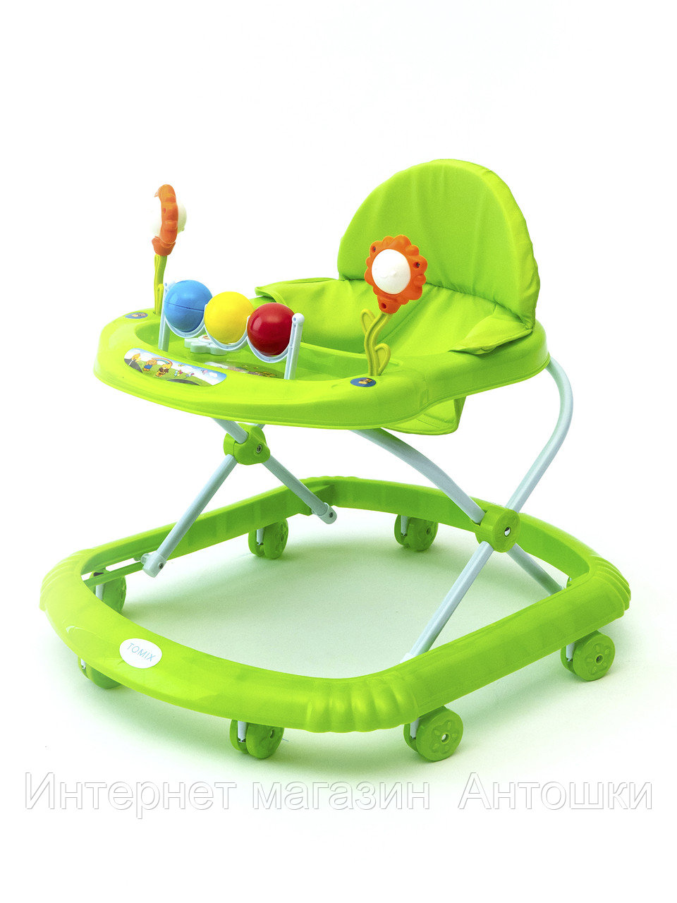 Детские ходунки TOMIX "Little Travel", (Зеленый), с музыкой, 3 встроенные игрушки, 8 колес.