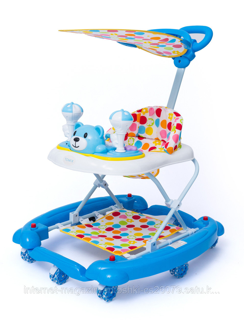 Детские ходунки-качалка TOMIX "FirstStep", (Светло синий), оборудованы специальными силиконовыми колесами