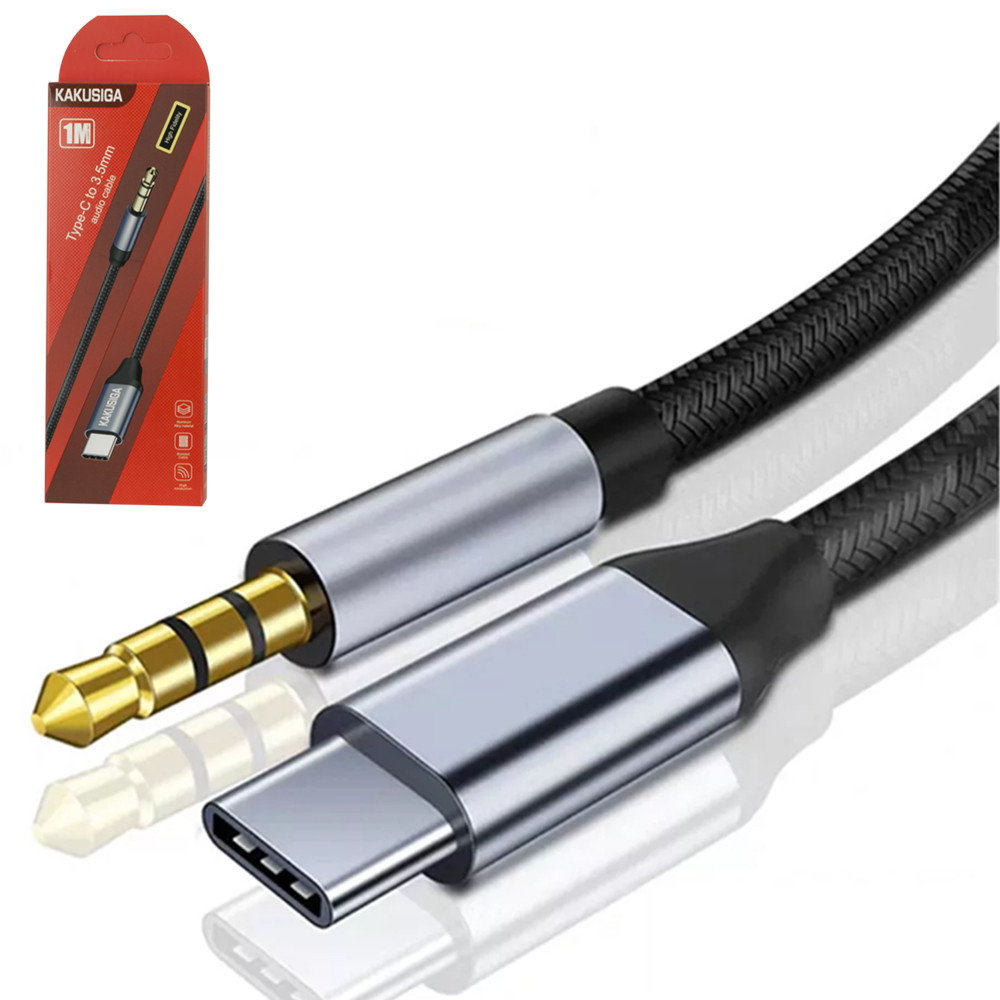 Кабель AUX 3.5 to Type-C Kakusiga KSC-427, 1m, Black