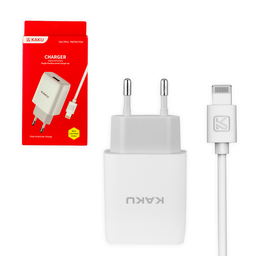 Сетевое зарядное устройство Apple lightning Kaku KSC-396, 1xUSB, 5v-2.4A, White