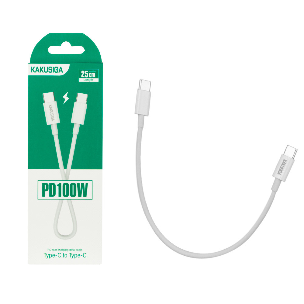 Кабель Type-C to Type-C, Kakusiga KSC-653, PD100W, 25cm, White