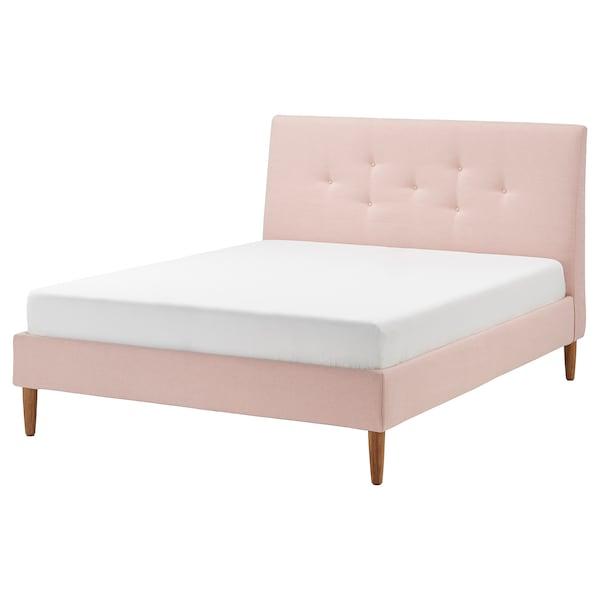 Кровать с обивкой ИДАНЭС бледно-розовый 160x200 см ИКЕА, IKEA