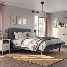 Кровать с обивкой ИДАНЭС темно-серый 180x200 см ИКЕА, IKEA, фото 2