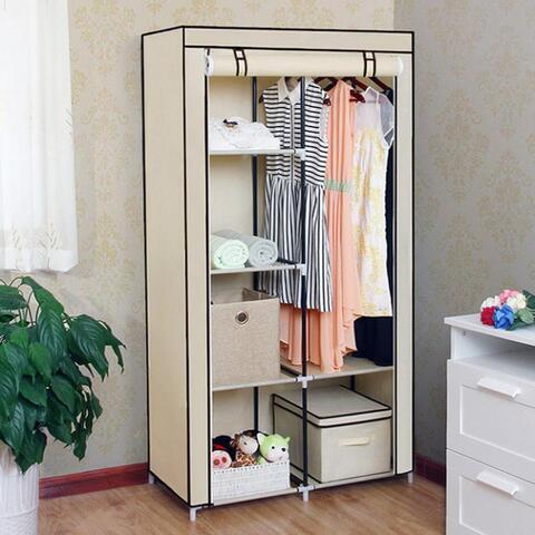 Шкаф-кофр двухсекционный тканевый HCX Storage Wardrobe 8890 с быстросборным каркасом (Черный) - фото 8 - id-p97830944