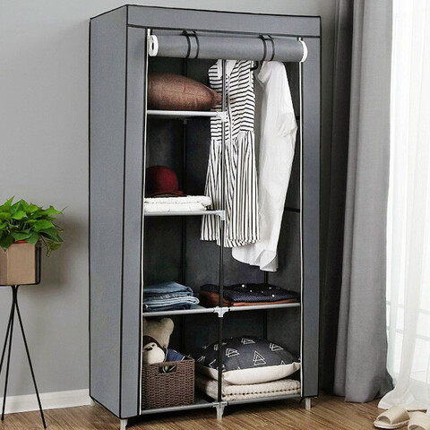 Шкаф-кофр двухсекционный тканевый HCX Storage Wardrobe 8890 с быстросборным каркасом (Коричневый) - фото 9 - id-p97831563