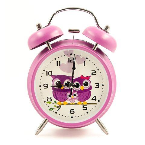 Часы-будильник с подсветкой в винтажном стиле «Double Bell» (Сиреневый)