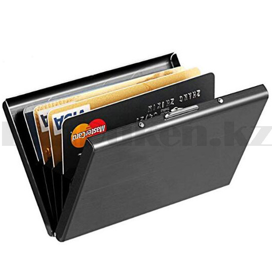 Картхолдер держатель для карт и визиток металлический черный - фото 3 - id-p98102065