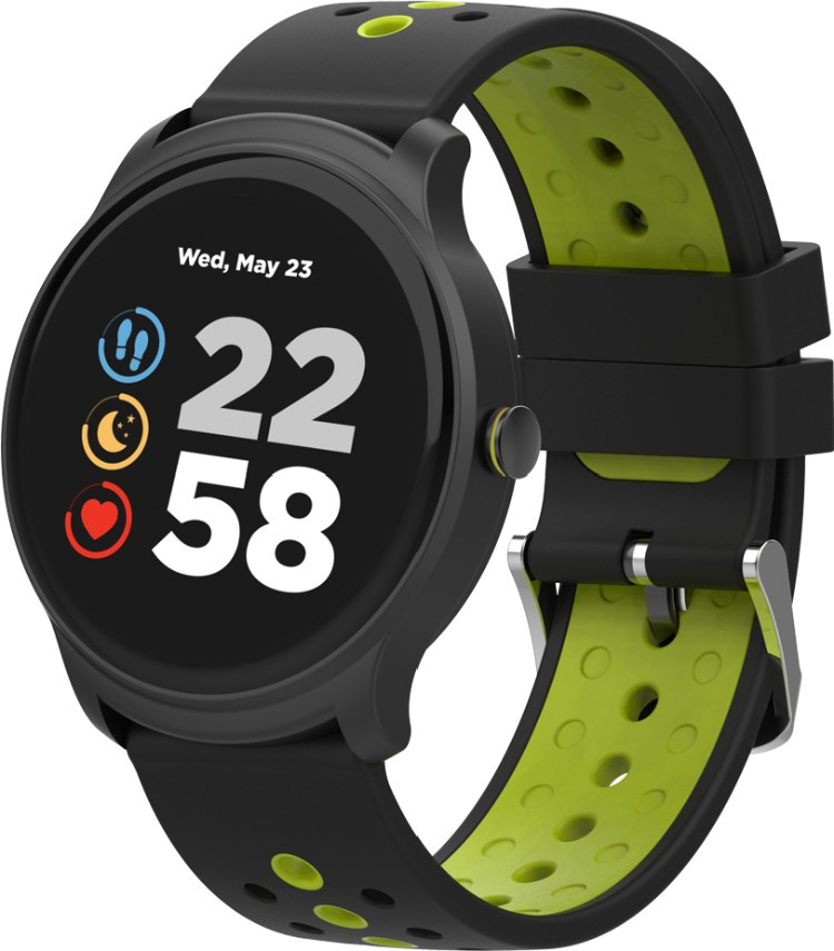 CANYON Oregano SW-81 Smart watch, 1.3inches IPS full touch screen, Black-Green with extra belt, Host:
