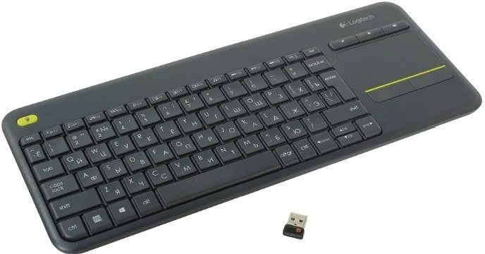 Клавиатура беспроводная Logitech K400 Plus (DARK, с сенсорной панелью, приемник Unifying, 2 батареи типа AA)