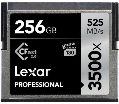 LEXAR 256GB Professional 3500x CFast 2.0 card, up to 525MB/s read 445MB/s write EAN: 843367109272